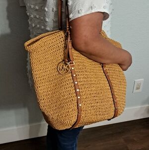 Michael Michael Kors Hand Crocheted Straw Shopper Tote